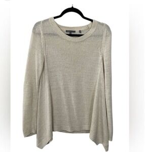 Vince‎ 100% Linen Crewneck Knit Pullover Sweater Top, Beige, XS